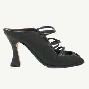 Donna Karan New York Black Criss-Cross Fabric Mules